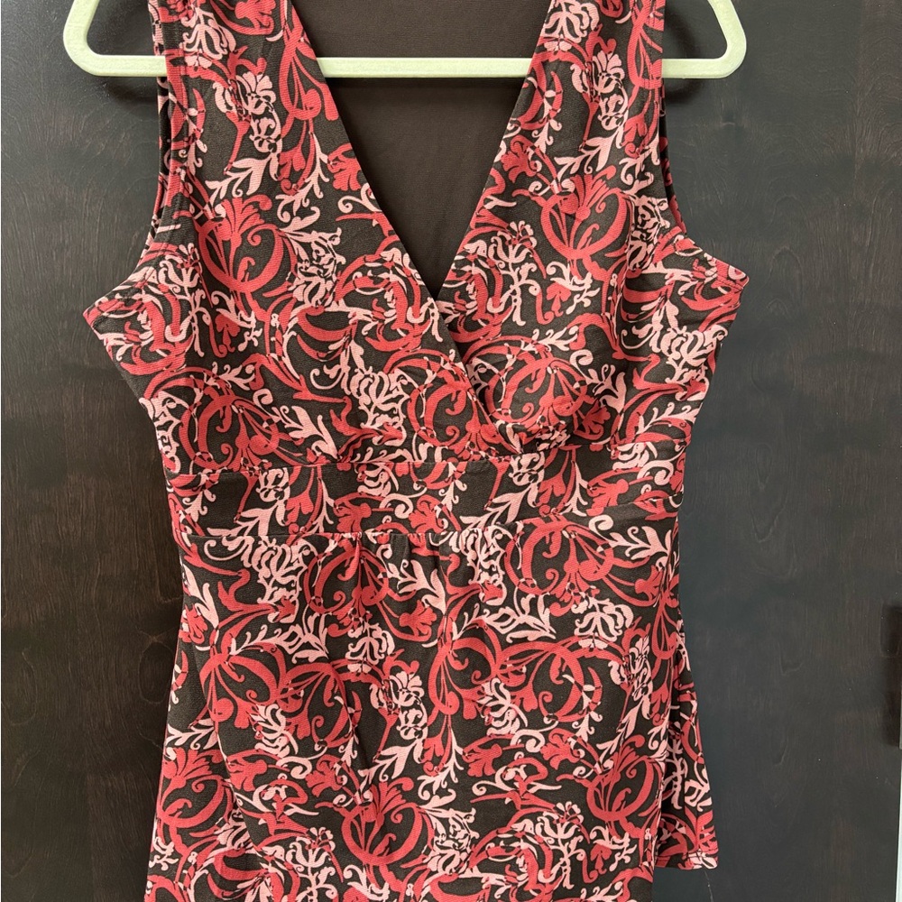 a.n.a Pink and Black Patterned Sleeveless Blouse